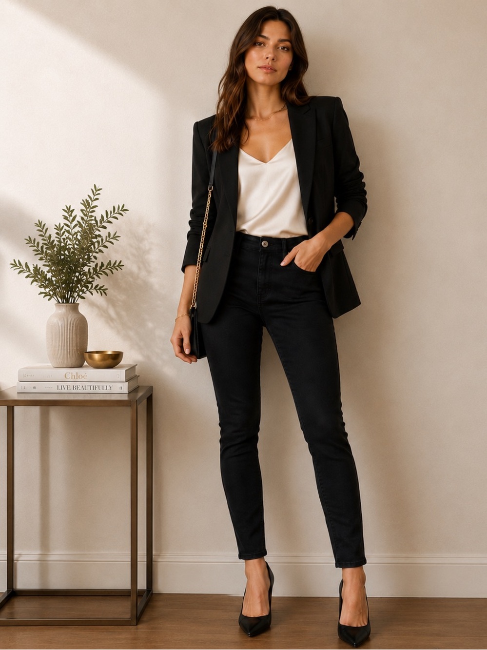 WHBM The Skinny Ankle Jeans Womens Size 0 Black Stretch Mid Rise